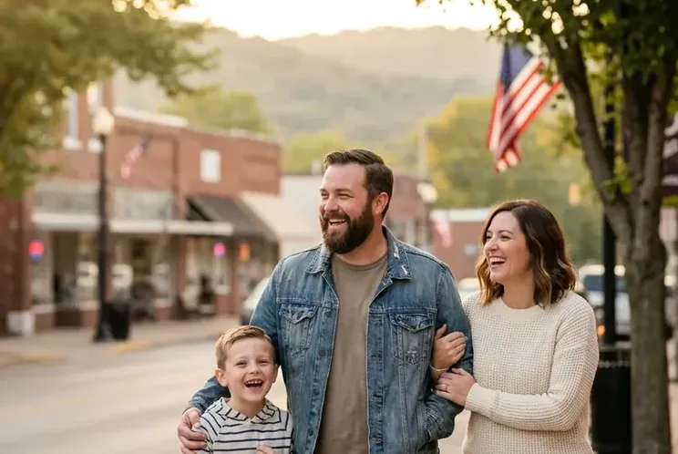 A family enjoying downtown St. Clair, Missouri